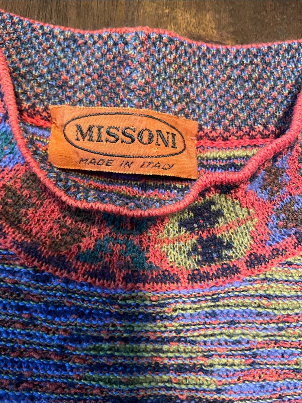 Missoni Vintage Geometric Multicolor Knit Wool Crewneck Pullover Sweater S/M - Picture 2 of 7